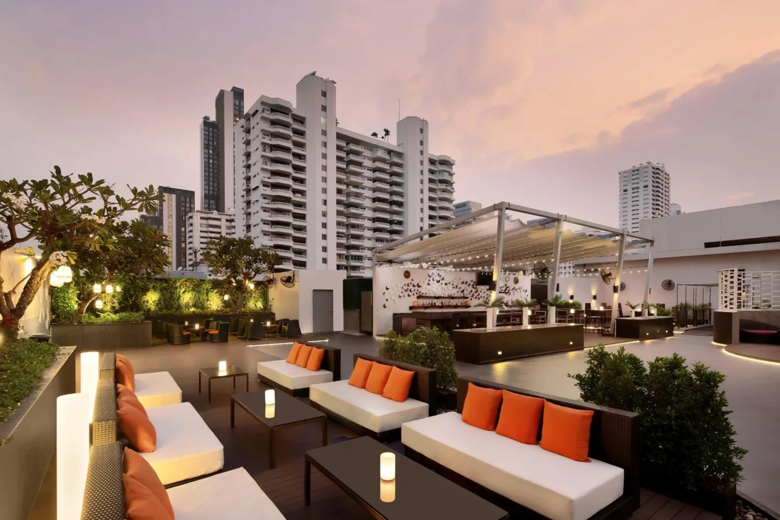Paradox Bangkok rooftop terrace at dusk